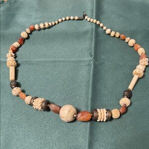 Elegant Vintage Multicolor Beaded Necklace with SilverTone Accents.